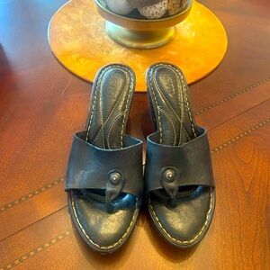 Born Like New Women's Black Leather Slide Sandals🖤😍🖤